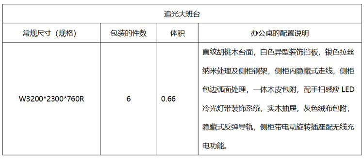 追光大班臺(tái)參數(shù)表 追光大班臺(tái)參數(shù)表